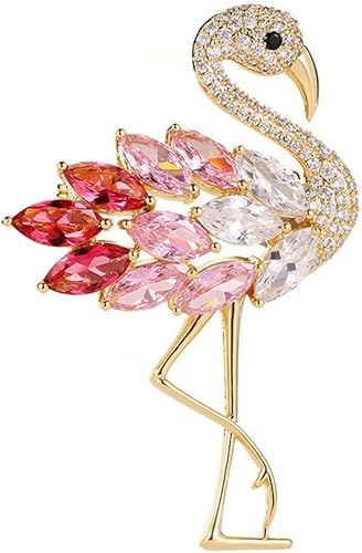 Broche de flamencos con diseño de animales salvajes, broche de solapa para mujer, con diamantes de imitación esmaltados, broche de pájaro esmaltado