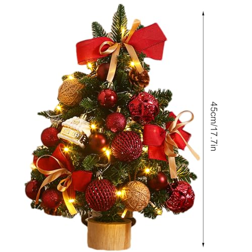 Árbol de Navidad de mesa con luces LED y abetos pequeños para decorar estanterías 6