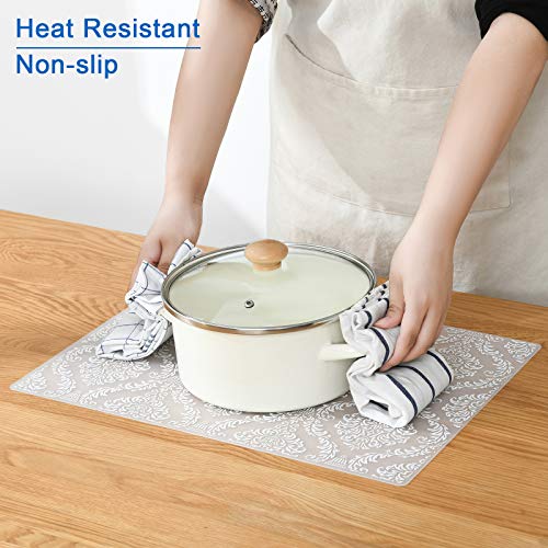 SUBEKYU Placemats Set of 4,Silicone Place Mats Indoor Dining. Highly Efficient Heat Resistant /Thermal Insulation/Anti-Skid Function,The Best Choice for Baby Placemats. Waterproof and Washable