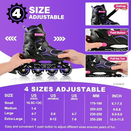 Image of 2PM SPORTS Inline Skates for Kids Girls Boys Ages 5-8 8-12 4-6 6-12 with Light Up Wheels, Adjustable Kids Roller Skates Blades for Adults Men Women Beginners Youths