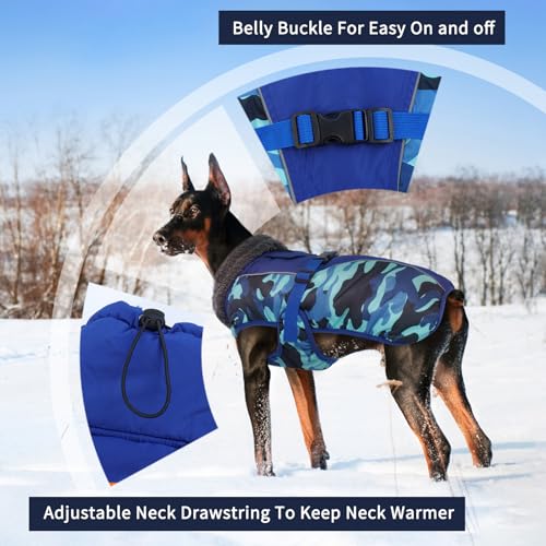 IECOii Hundemantel Winter,Warme Fleece Rollkragen Hundejacke,Wasserdicht Winterjacken Wintermäntel für Hunde,Reflektierend Verstellbar Kaltes Wetter Hundekleidung für Kleine Mittelgroße Grosse Hunde