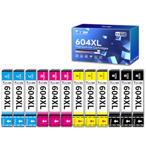 Torvon Cartuchos de tinta 604XL de repuesto para cartuchos de tinta Epson 604 para cartuchos de tinta XP 2200 XP-2205 XP-3200 XP-3205 XP-4200 XP-4205 WorkForce WF-2910 WF-2930 WF-2935 WF-2950 (paquete