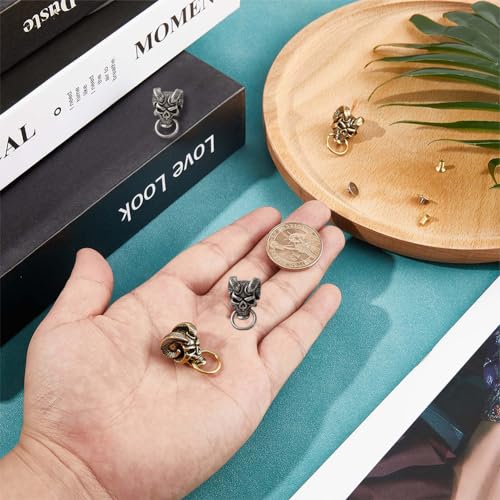 Image of GORGECRAFT 4Pcs 2 Colors Brass Conchos Screw Back Skull Stud Back Rivets Leather Crafting Coin Concho Skull Head Punk Decorative Nail Buttons for DIY Denim Jeans Decoration Wallet Chain Connector