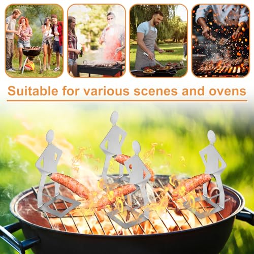 Lyreh 4stk Lustiger BBQ Hotdog Halter, Wurstbräter Ständer in Männerform aus Edelstahl Tragbares Neuartiges Grillzubehör für Camping Picknick im Freien und Küche
