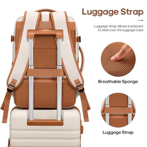 Image of UKEIN Luggage Sets 3 Piece, PC Hardside Large Luggage 24Inch With Spinner Wheels with TSA Lock, Carry On Suitcase Set With Travel Backpack for Men (Beige, 3 piece set (24inch))