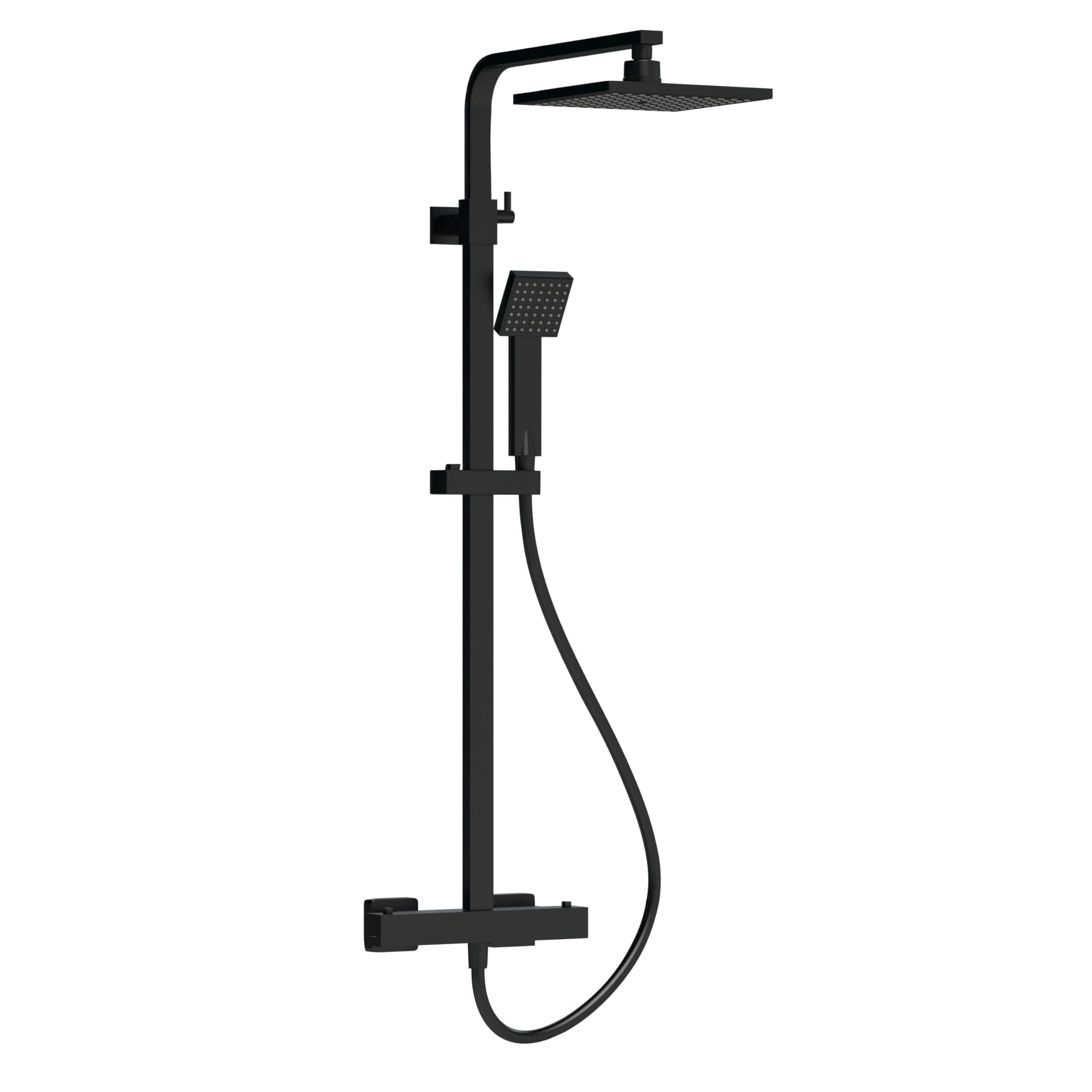 Balterley Square Thermostatic Shower Kit With Fixed Head & Adjustable HandsetMatt Black from B&Q