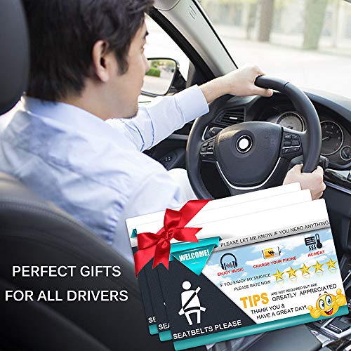 AutoEC Rideshare Sign Accessories, Five Star Rideshare Driver Rating Tip Signs, Large 9x6 Inch PVC Durable Display Share Driver Taxi Signs Card Hang Tag for Car Backseat Headrest (Pack of 3)