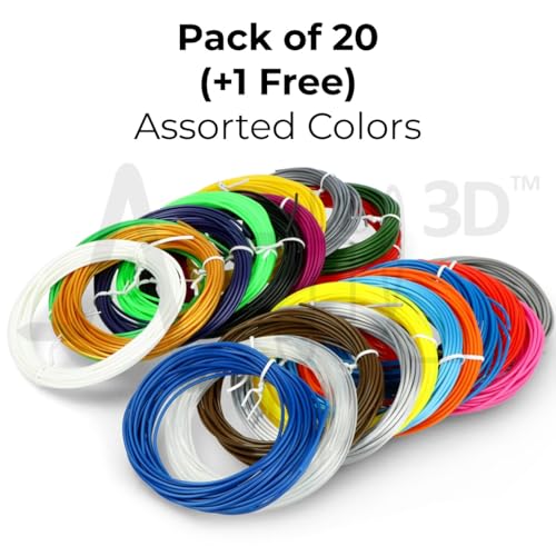 Image of NFIL3D 21pcs Multicolor Filament of 3D Pen 5Meter Each | 3D Pen Refill | Compatible with All 3D Pens Filament | 1.75mm | (Set of 20Pcs) + 1Free Pen Refill