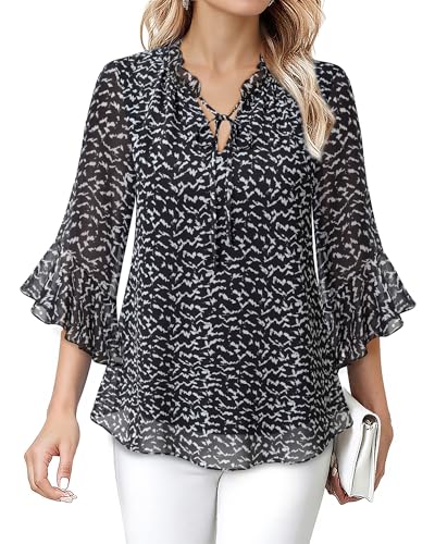 Lotusmile Blouses for Women Dressy Casual: Ruffle Neck Dress Shirt