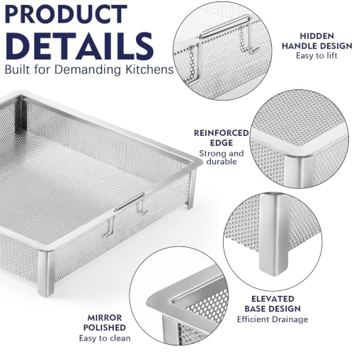 Image of 20 x 20 inch Commercial Drop-in Sink Drain Basket 304 Pre-rinse Scrap Strainer