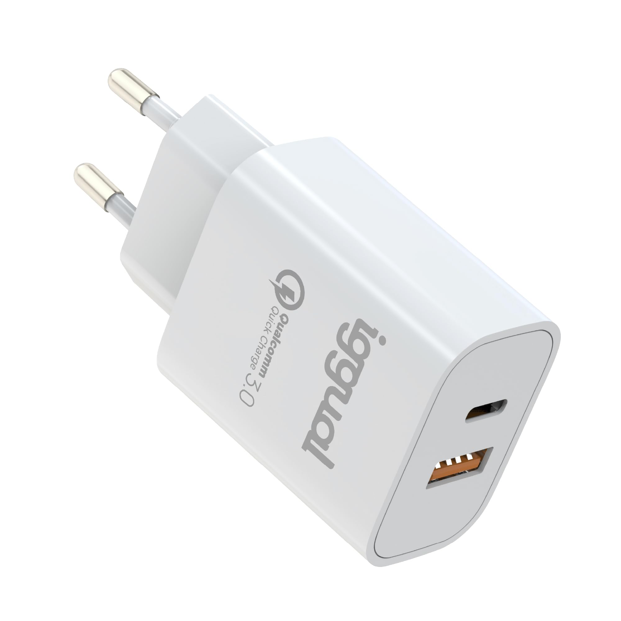 iggual Cargador doble USB QC3.0 + tipo C PD 20W