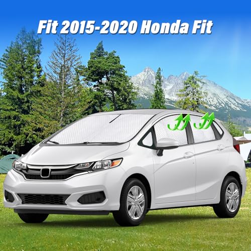 Image of KMF 10pcs Thicken Sun Shades for Honda Fit 2015-2020 Accessories, Windshield Sunshade Full Car Window Covers for Side Rear, UV Block and Protecting Privacy Blackout for Camping