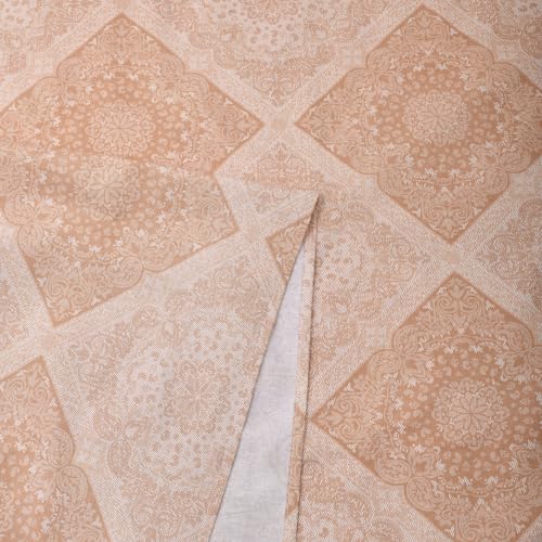 Image of Monte Carlo Eminence Double Bedsheet with 2 Pillow Covers | 144 TC Cotton Bedsheet for Double Bed | Soft & Breathable All Season Bedding Set | Beige Geometric Design | Bedsheet 87 x 100 Inches