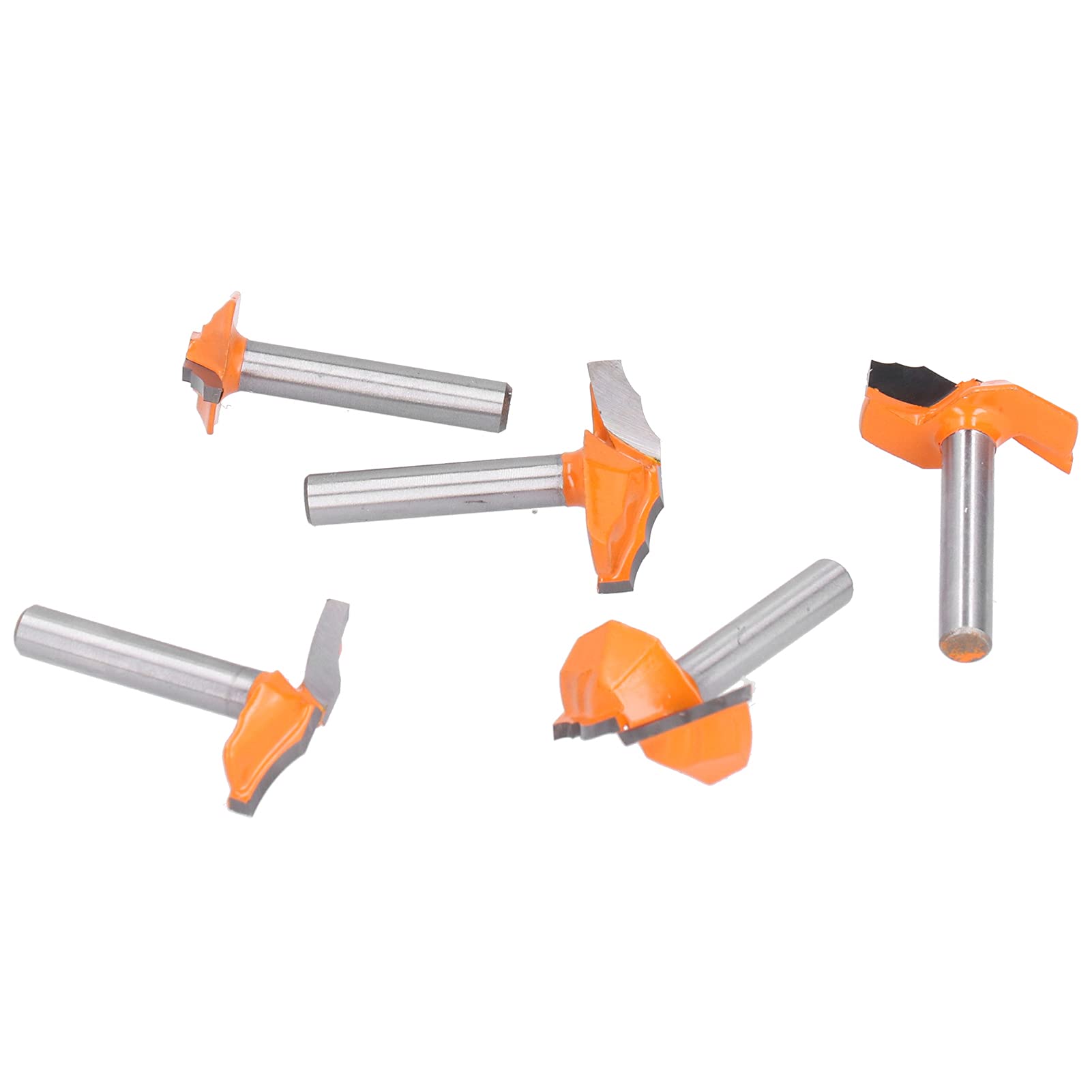 5 pezzi di fresa per router con gambo da 1/4", frese in carburo per router per legno, utensili da taglio per lavorazione del legno per porte di armadi con punte in lega YG6, set di