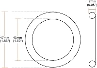 sourcing map Nitril gumi O-gyűrű tömítés 45-70 mm külső átmérő, 2 mm vastag csatlakozásokhoz 3