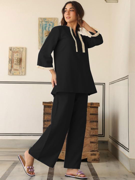 Image of GRECIILOOKS Co-ord Set For Women Stylish | Kurti Set For Woman | Short Kurti For Woman | Oversized Loose-Fitting Kaftan-style Kurtis | Summer Stylish Ethnic Co-Ord Set Travel Outfits