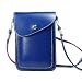 PU Leather Two Phone Carrying Case Cellphone Pouch Shoulder Bag Mini Phone Purse Wallet for Travel Shopping Blue