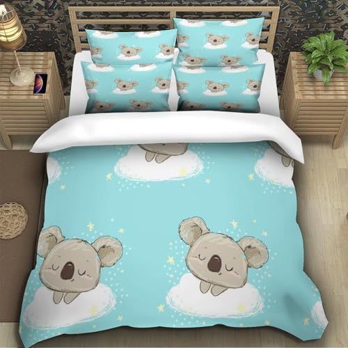 Housse de couette koala 140x200 cm en microfibre imprimée 3D avec taie d'oreiller - 5