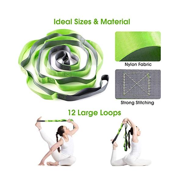 Syntus 9-in-1 Yoga Set, 1 Yoga Strap with 12 Loops, 2 EVA Foam Soft Non-Slip Yoga Blocks 9×6×4 inches,4 Resistance Bands with Instruction Book for Yoga, Pilates, Stretchings (Grey)