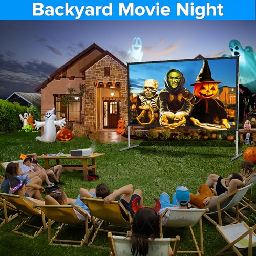 Projector Screen Indoor,JWSIT 100 inch Outdoor Movie Screen-Upgraded 3 Layers PVC 16:9 Outdoor Projector Screen,Portable Video Projection Screen with Carrying Bag for Home Theater Backyard by JWSIT - Image 2