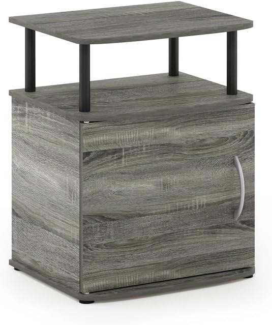 HomeStock French Oak End Table with Shelf & Storage - Living Room Side Table