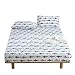 BuLuTu Navy Blue/Grey Shark Print Deep Pocket Fitted Bed Sheet Queen Cotton White-Breathable, Durable and Comfortable,Premium Single Bottom Fitted Sheet ONLY,No Pillowcases