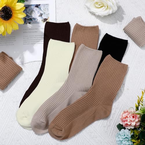 Image of Eurzom 10 Pairs Socks Womens Crew Elastic Ankle Length Cotton Socks Aesthetic Cute Lightweight Low Cut Gifts for Women