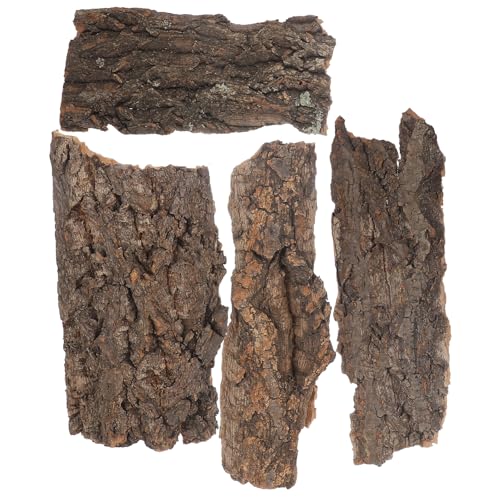 Happyyami Reptile Basking Platform 4pc Tree Bark Decor Sturdy and Stain-Resistant for Longevity