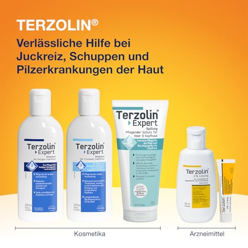 Terzolin® Expert Schuppen-Shampoo bei fettiger Kopfhaut, Juckreiz und Schuppen. Reduziert den Schuppenpilz und versorgt die Kopfhaut mit Feuchtigkeit, 200 ml