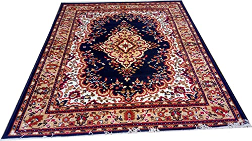 Image of Acrylic Rectangular Carpet for Hall | Mat for Living Room | 5x7 Feet Blue | Anti-Skid Carpets | Carpet for Bedroom Floor | Galicha for Hall | Home & Decor (150x195 CM - Blue Color)