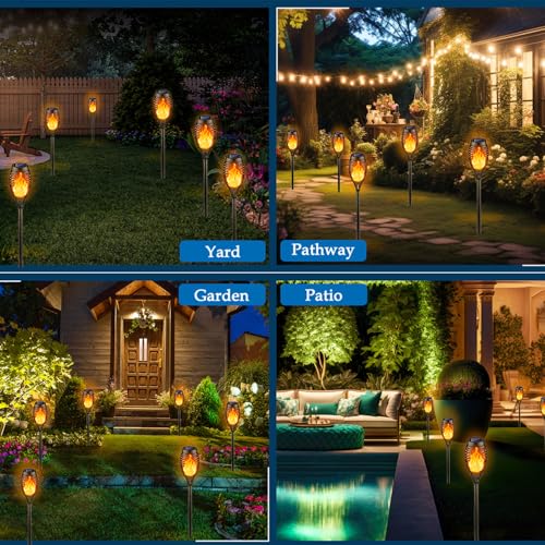 16Pack Solar Torch Lights, Solar Lights Outdoor Waterproof, Flickering Flame Garden Lights Solar Powered, Outdoor Solar Lights for Yard, LED Tiki Torches for Outside Pathway Yard Garden Décor by Kurifier - Image 2