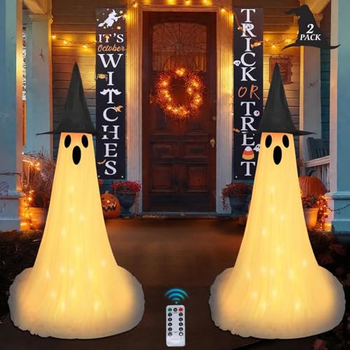 Fantôme d'Halloween réglable avec LED télécommandée pour extérieur - 2