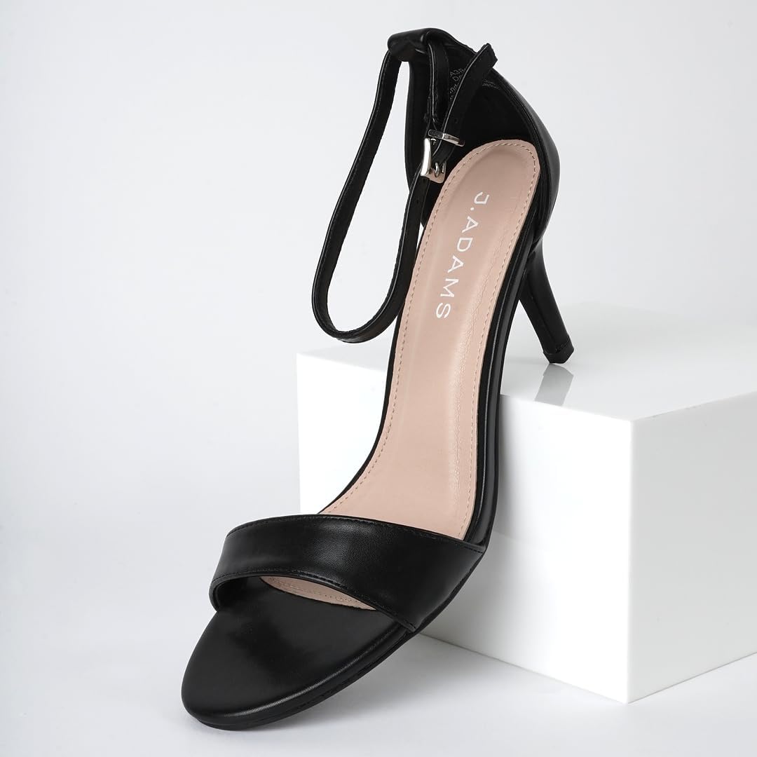 J. Adams Dove Ankle Strap Womens Stiletto Heels For Women Sexy - Open Toe Strappy Heels, Wedding Shoes For Bride, Summer Heels and Bridal Shoes - Black - 9 - Image 5