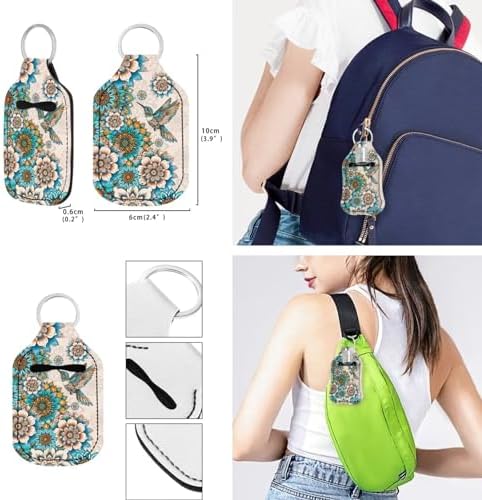 Suobstales 3-Pack Travel Bottle Keychain Holder Set - Hand Sanitizer & Chapstick Holder, Blue Camo - View #9