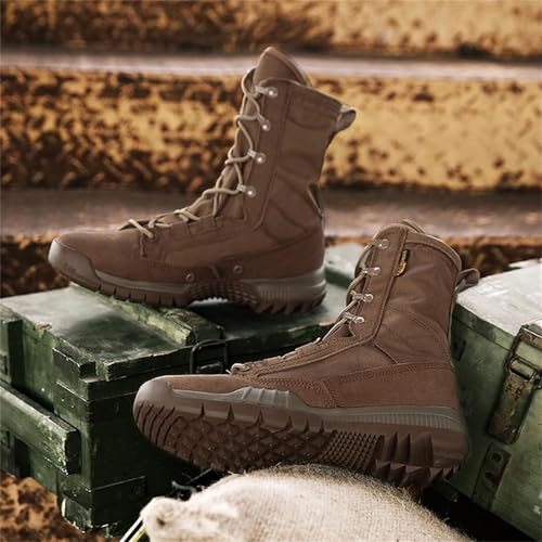 Men's Leather High Top Lace Up Military Tactical Boots 8 Inches Lightweight Combat Boots Durable Work Desert Army Jungle Booties4