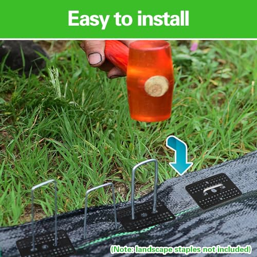 Bakulyor 150Pcs Landscape Staple Gaskets, Garden Stakes Plastic Rectangle Buffer Washer, Yard Pins Gasket for Weed Barrier Fabric, They Keep The Barrier from Ripping & Create A Sturdier Hold - Black - Thumbnail 4