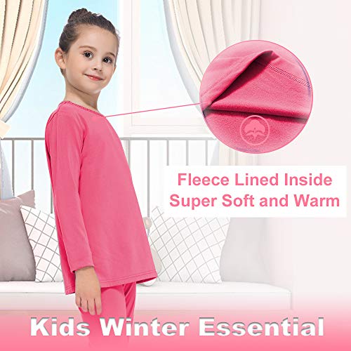Image of Subuteay Girls Thermal Top Fleece Lined Long Sleeve Undershirts Baselayer for Kids