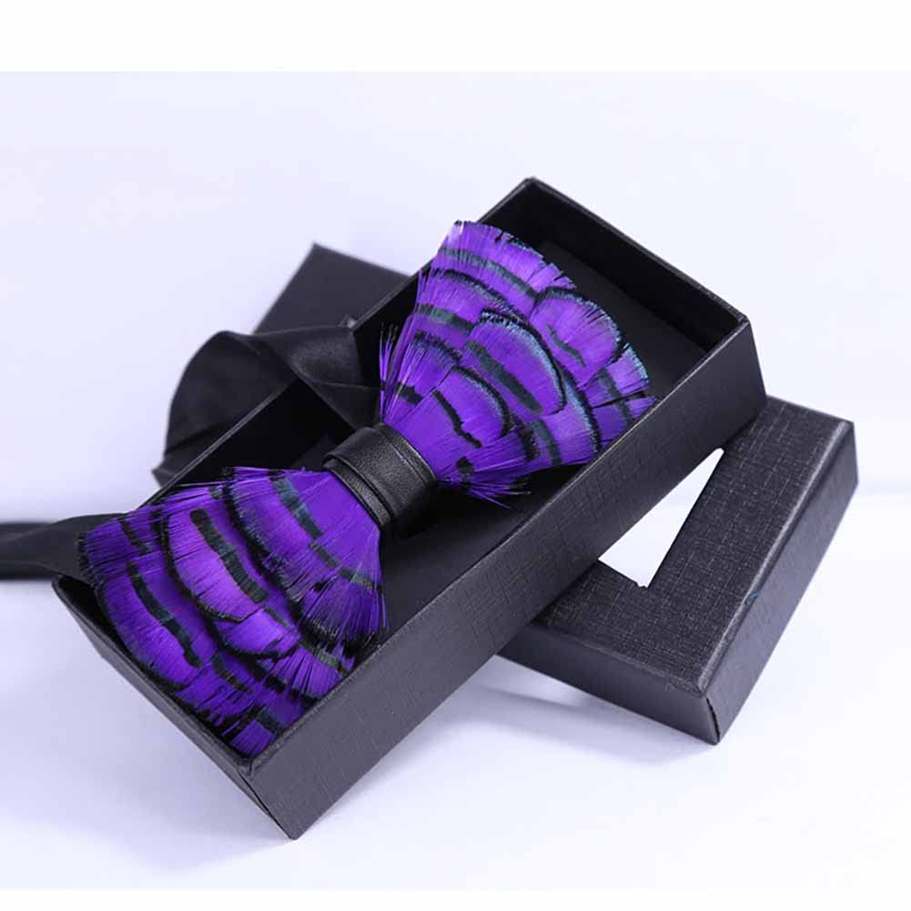 canjoyn Pre-tied Peacock Bowtie Brooch Set Feather Bow Tie Necktie with GIFT BOX for Any Special Occasion