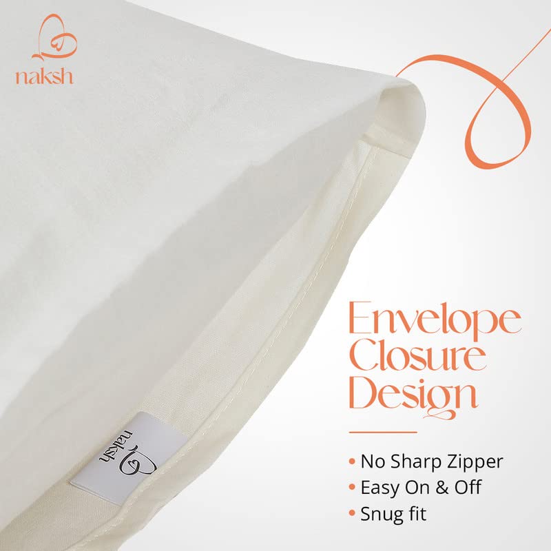 Image of NAKSH Cotton 210 TC Plain Pillow Covers Set of 2, Ivory-White Pillow Cover |Sleep Pillow Covers (18 x 27 in)|Soft Pillows Covers Cotton for Big Pillows