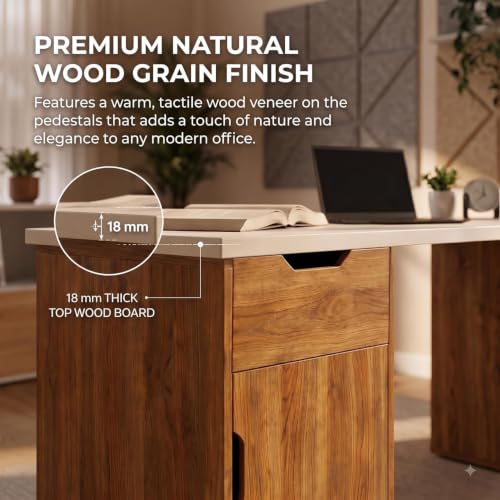 Image of FFO Modern Bedside Table with Drawer & Open Shelf, Wooden Top with Metal Frame, Compact Nightstand for Bedroom, End Table for Living Room