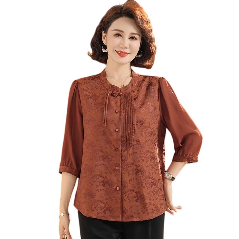 Conjunto de blusa con botones de rana mujer y pantalón formal 5