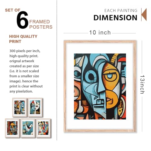 Image of NoWorries Piccaso art Wall paintings for living room Frames for Wall decor - Wall framed art prints posters (Pattern-Modern art) Set of 6 (10x13inches Multicolor) (ART-1)