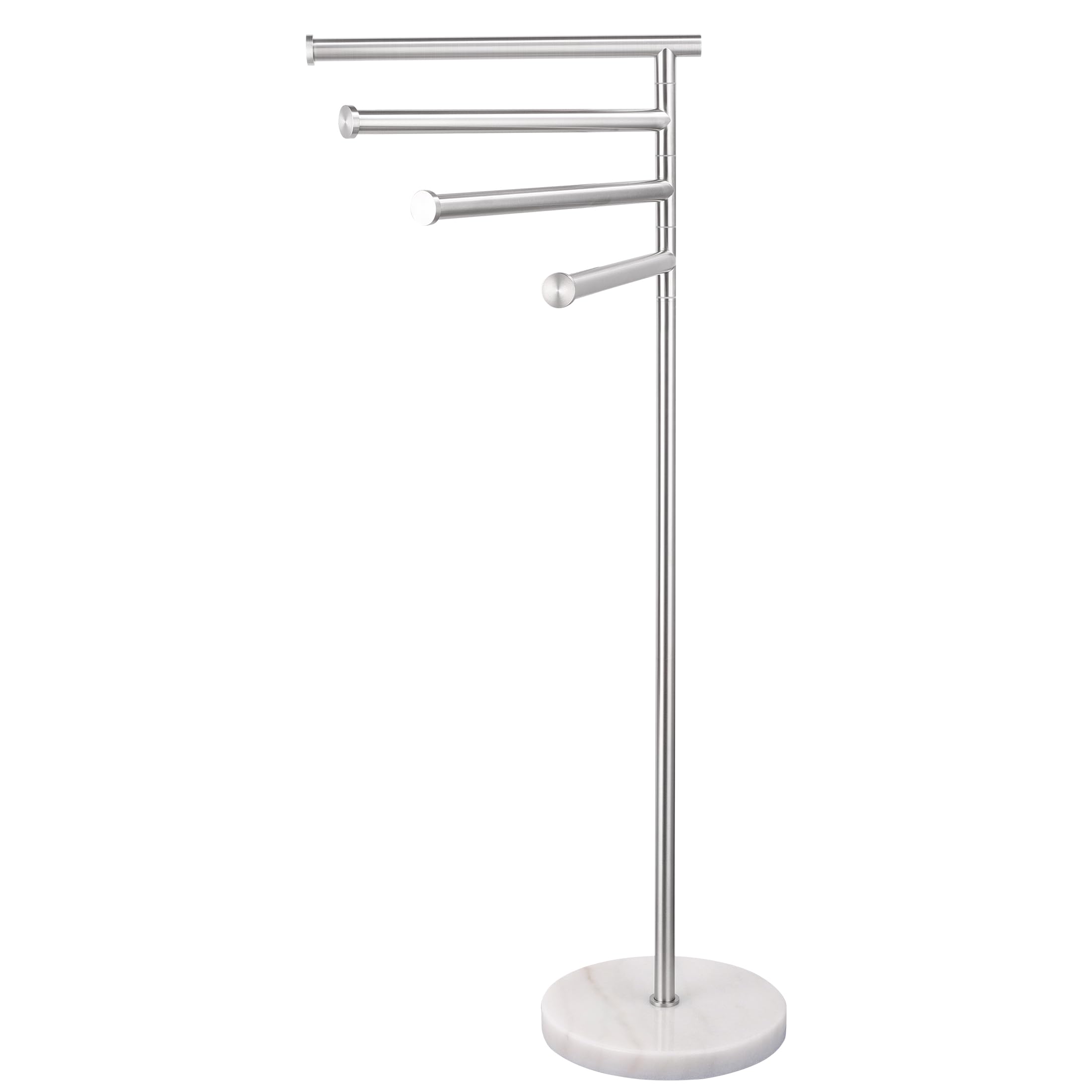 KES Porte-Serviettes sur Pied Porte Serviettes Pivotant 4 Barres avec Base en Marbre Porte Serviette Acier Inoxydable SUS304 Barre Porte-Serviette Brossé, BTH219S4-2