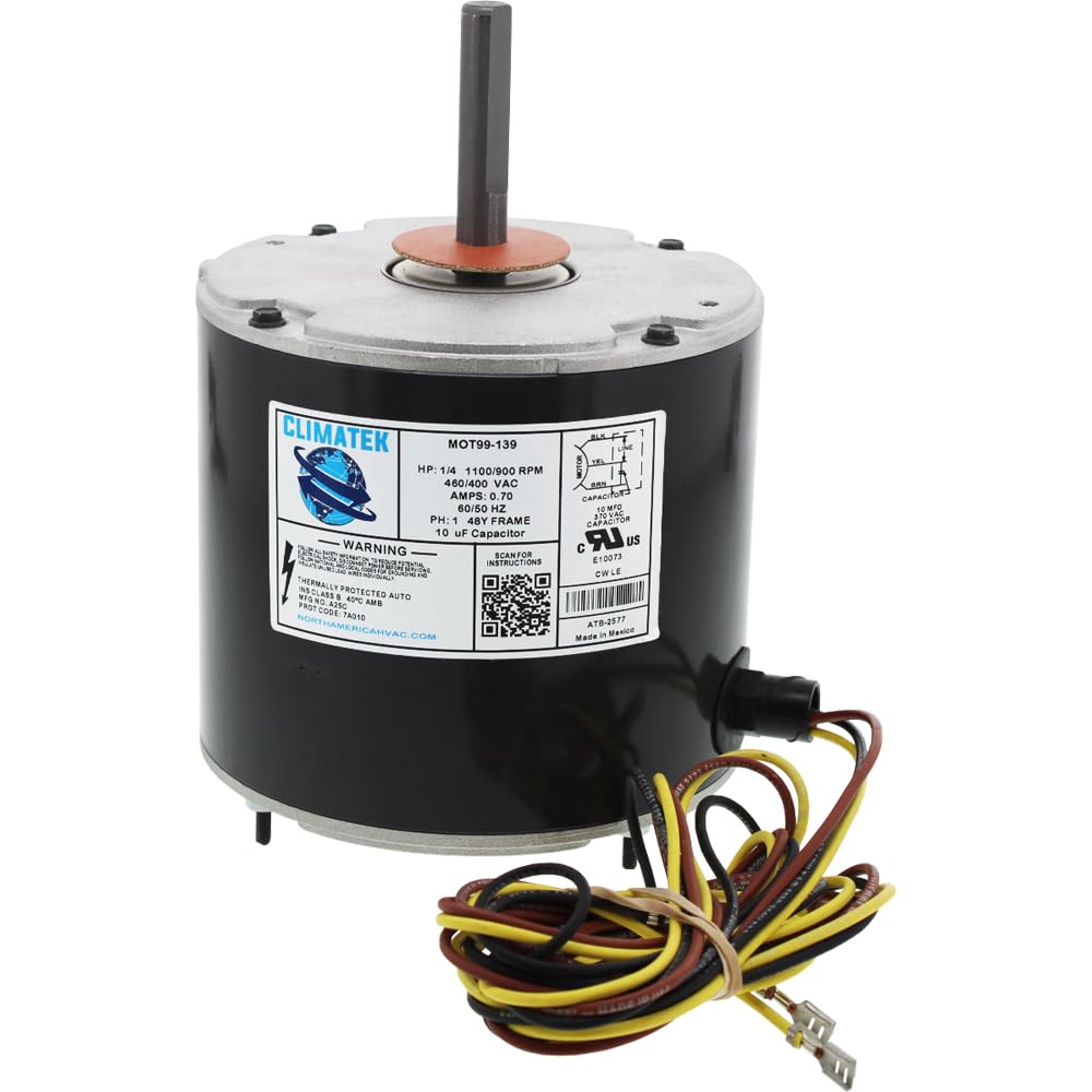 ClimaTek Condenser Fan Motor 1/4 HP 460/400 Volt Replaces Bryant GE Genteq HC39GE466A