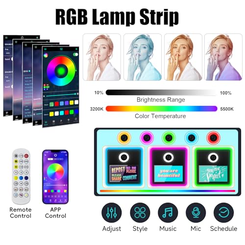 Image of DSLR Photo Booth Built-in Mini PC and Flight Case, Mirror Photo Booth with 15.6 inch Touch Screen,RGB Lights,App Control, for Parties Weddings Event Rentals (Black)
