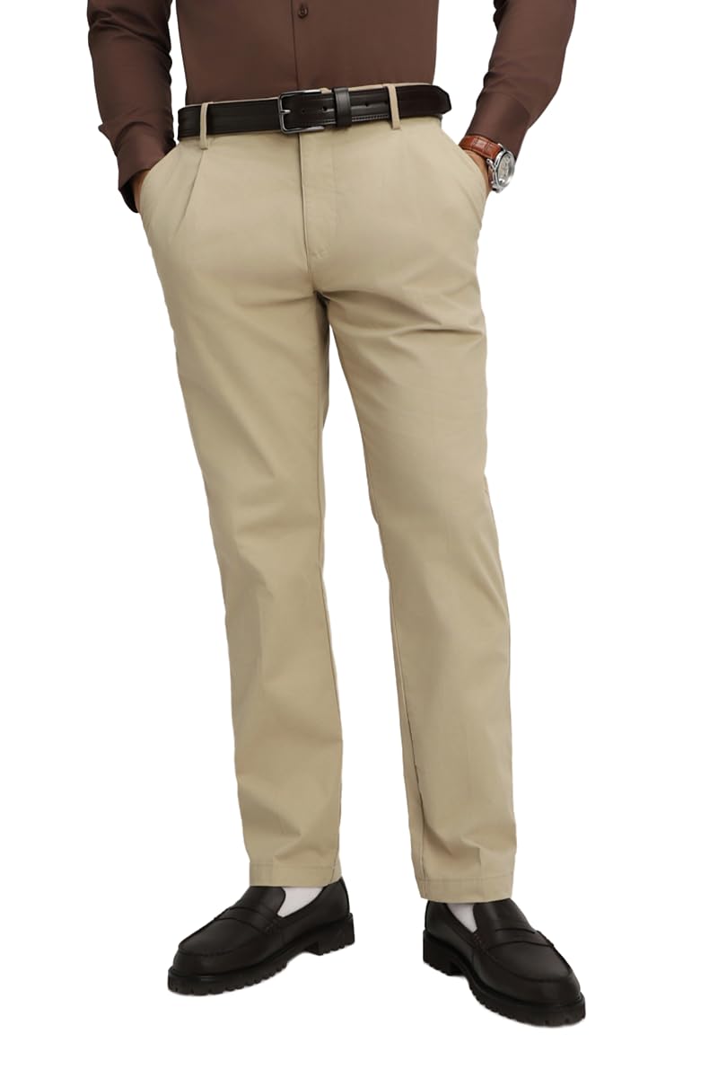 snitch Men Casual Chinos for Work Wear | Modern Slim Fit Solid Pattern with Straight Leg & Turned-Up Hem | Stretchable Cotton Blend Woven Fabric for All Day Office Comfort-picture-10