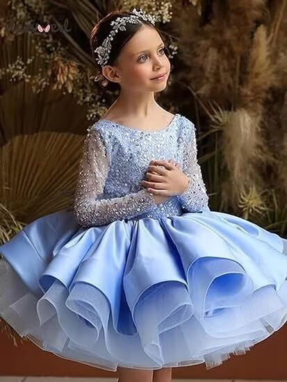Flower Girl Dresses for Wedding Satin Ruffles Princess Pageant Dress Tulle Girls Prom Dress3