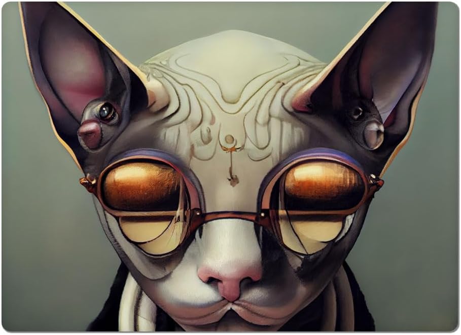 Cat with Glasses Car Magnet 2 PCS - Art Car Magnet - Sphynx Sticker