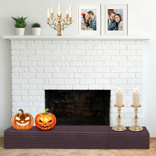 Image of Large Fireplace Baby Proofing-Adhesive Backed Bumpers for Babies, Fireplace Hearth Cover Baby Proof -12.5 Feet of Padding with 3 Straight Pieces & 2 Corners- Brown