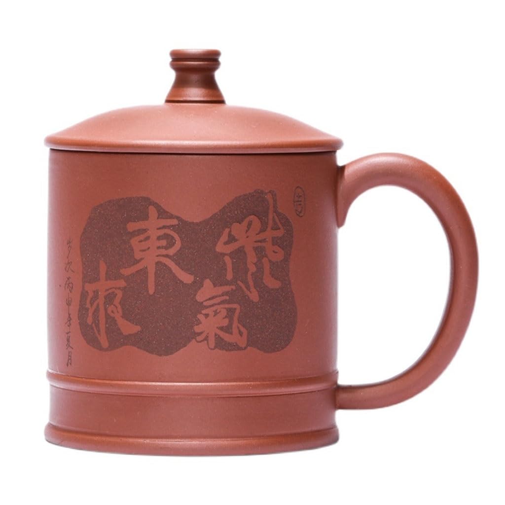 Zestaw do herbaty Matcha, chińskie filiżanki z pokrywką, fioletowy, piaskowy kubek, męski kubek do wody, duża pojemność 520 ml, zestaw do herbaty, kubek z zaparzaczem do herbaty